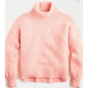 J. Crew Fuzzy Balloon Sleeve Turtleneck Sweater Coral Pink Alpaca Blend Size M